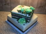 Svatební hranatý dvoupatrový zelenohnědý dort 1b